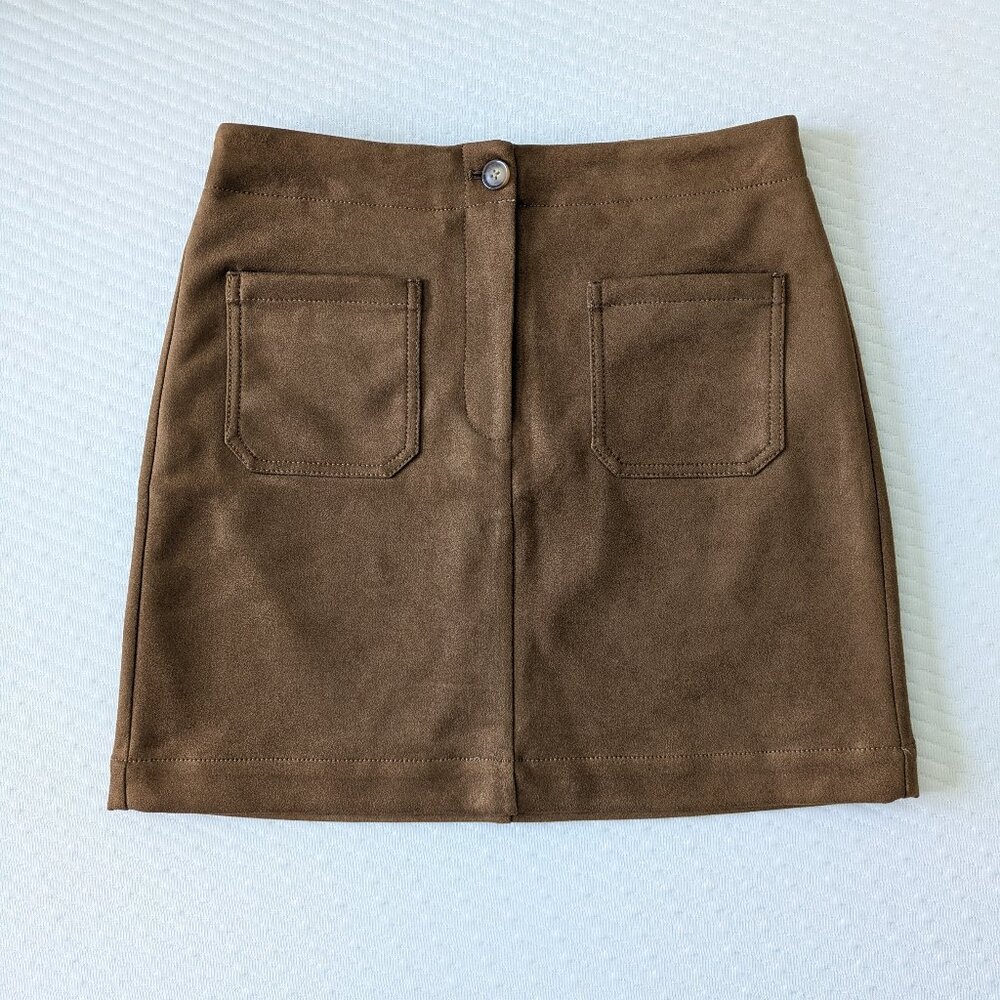 Loft Faux Suede Patch Pocket Mini Skirt - Picture 1 of 6